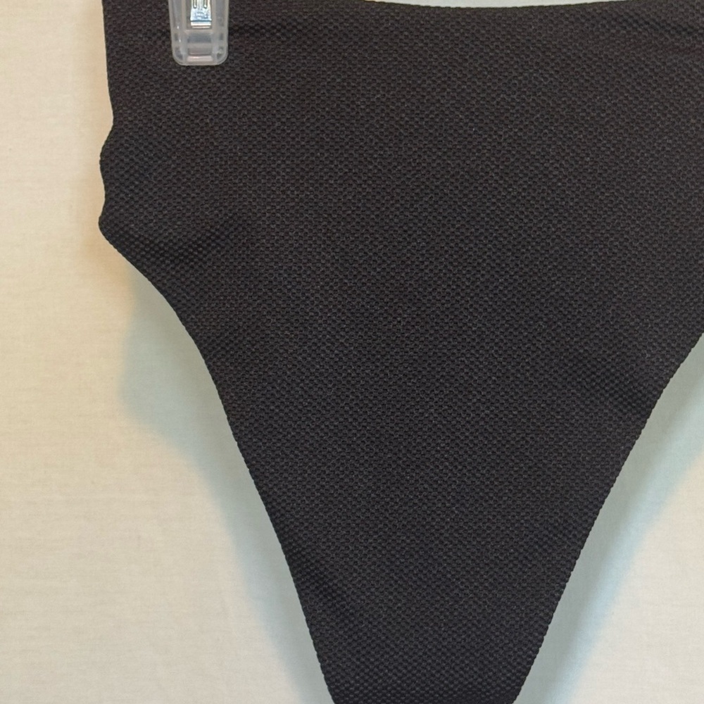 AA-554 Aerie NWOT High Cut‎ Cheeky Twisted Front Black Bikini Bottoms Size XS - Picture 5 of 11